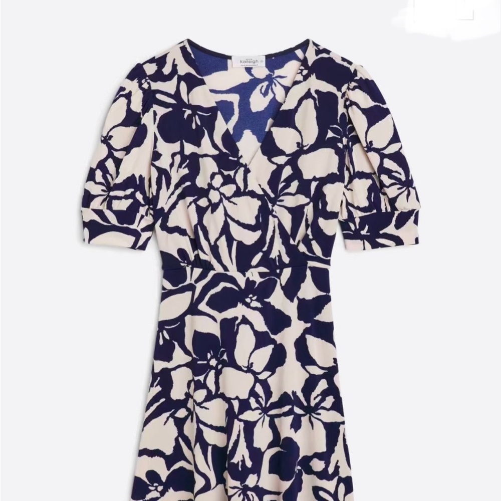 Kaileigh Navy and Cream Floral Dress